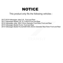 Load image into Gallery viewer, Front Rear Disc Brake Rotors And Ceramic Pads Kit For Volkswagen Jetta Beetle
