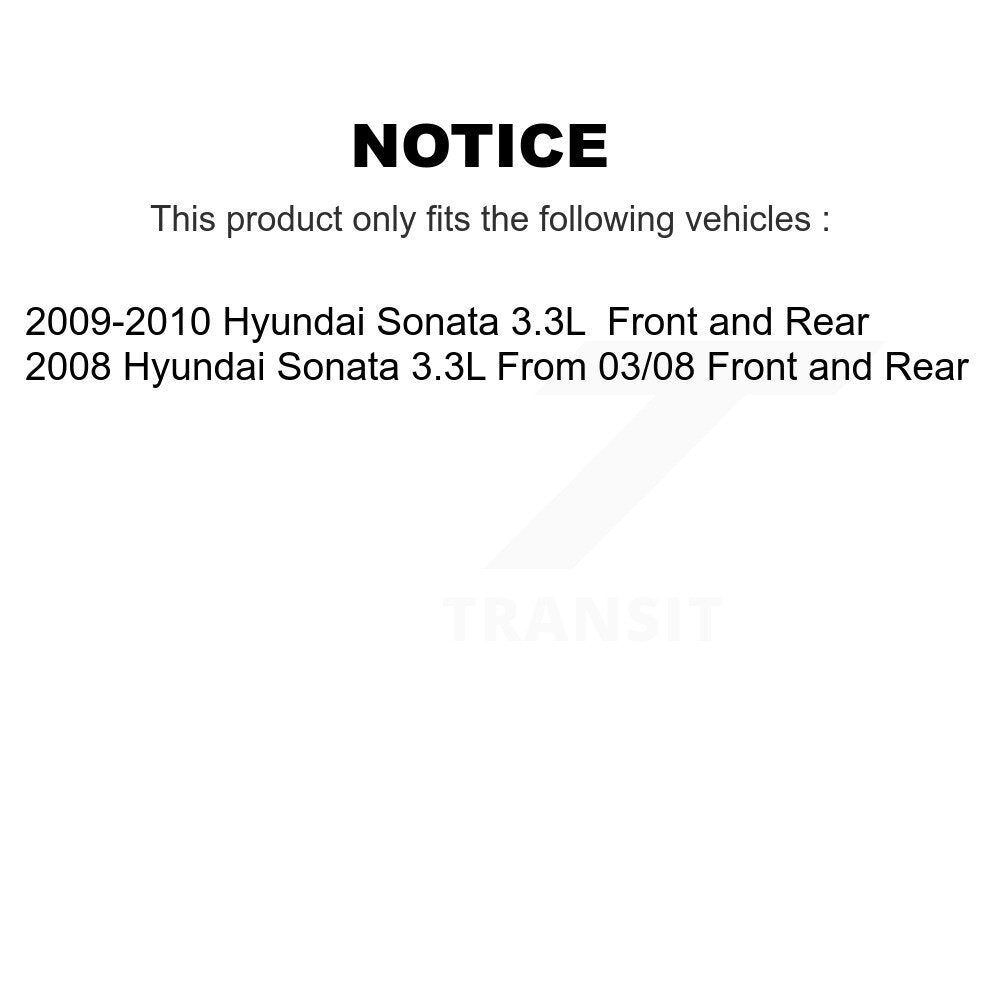 Front Rear Disc Brake Rotors And Ceramic Pads Kit For Hyundai Sonata 3.3L