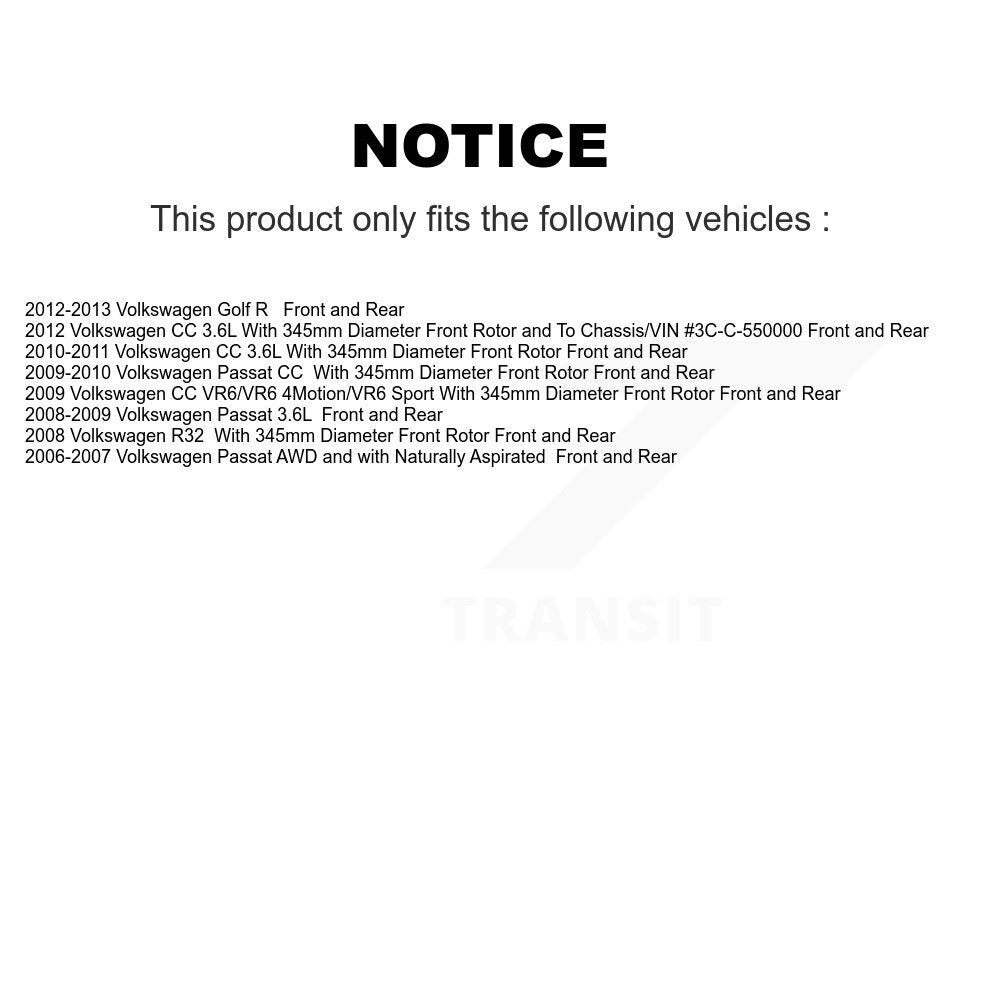 Front Rear Disc Brake Rotors Ceramic Pad Kit For Volkswagen Passat CC Golf R R32