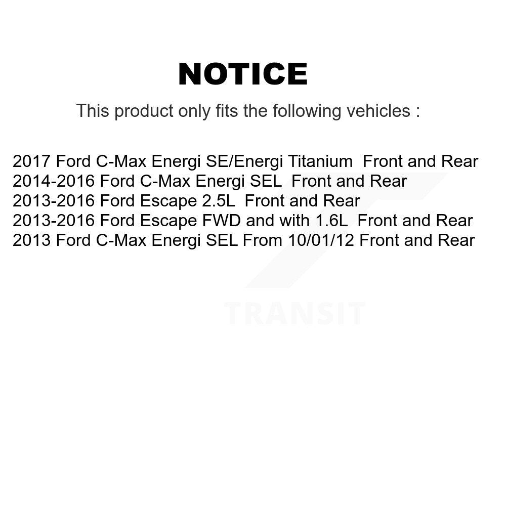 Front Rear Disc Brake Rotors And Ceramic Pads Kit For Ford Escape C-Max