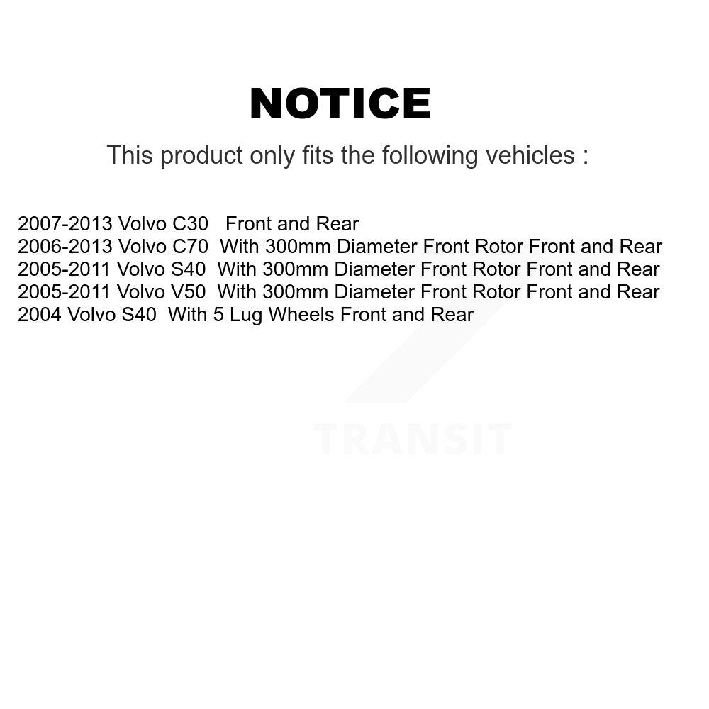 Front Rear Disc Brake Rotors And Ceramic Pads Kit For Volvo S40 C70 C30 V50