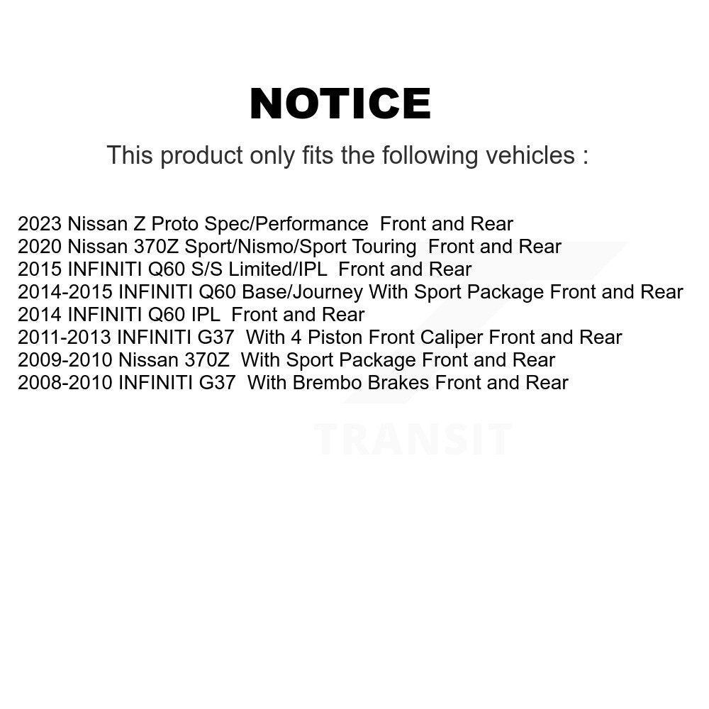 Front Rear Disc Brake Rotor & Ceramic Pad Kit For INFINITI G37 Nissan 370Z Q60 Z