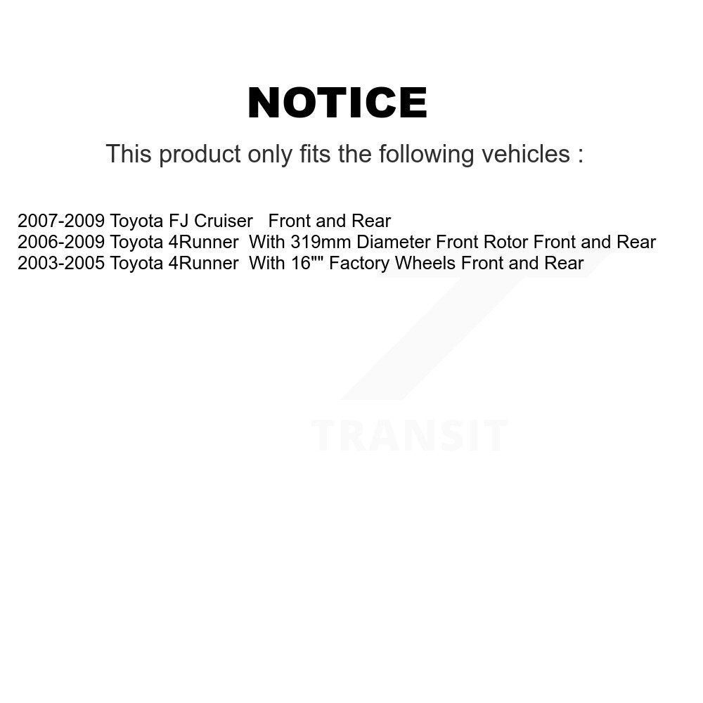 Front Rear Disc Brake Rotors And Ceramic Pads Kit For Toyota 4Runner FJ Cruiser