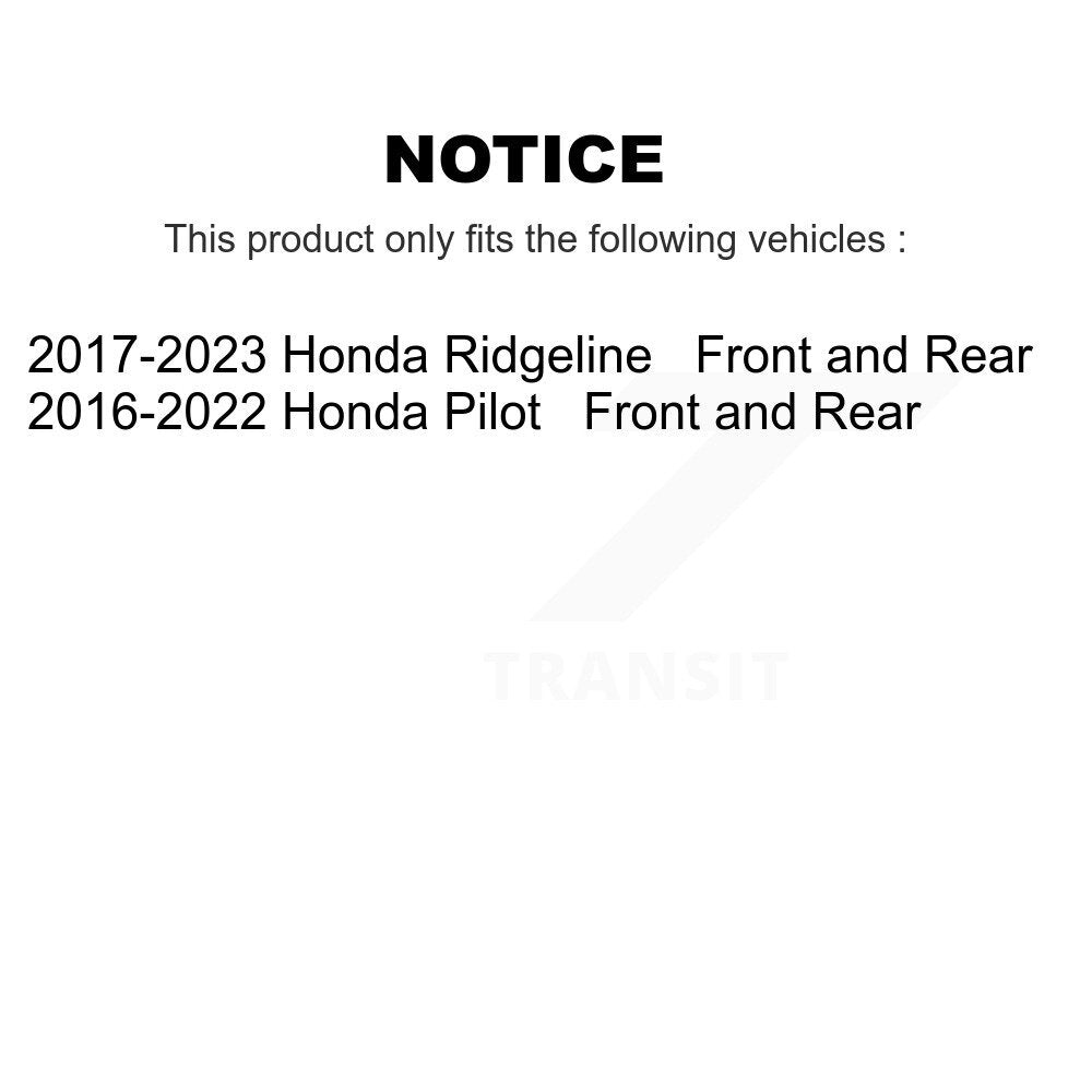 Front Rear Disc Brake Rotors And Ceramic Pads Kit For Honda Pilot Ridgeline