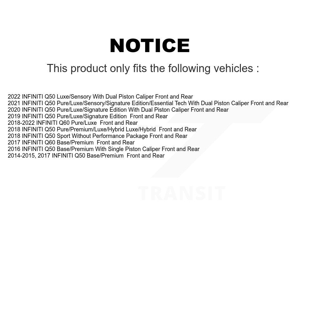 Front Rear Disc Brake Rotors And Ceramic Pads Kit For INFINITI Q50 Q60