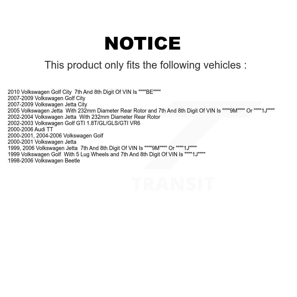 Rear Brake Rotor & Ceramic Pad Kit For Volkswagen Jetta Beetle Golf Audi TT City