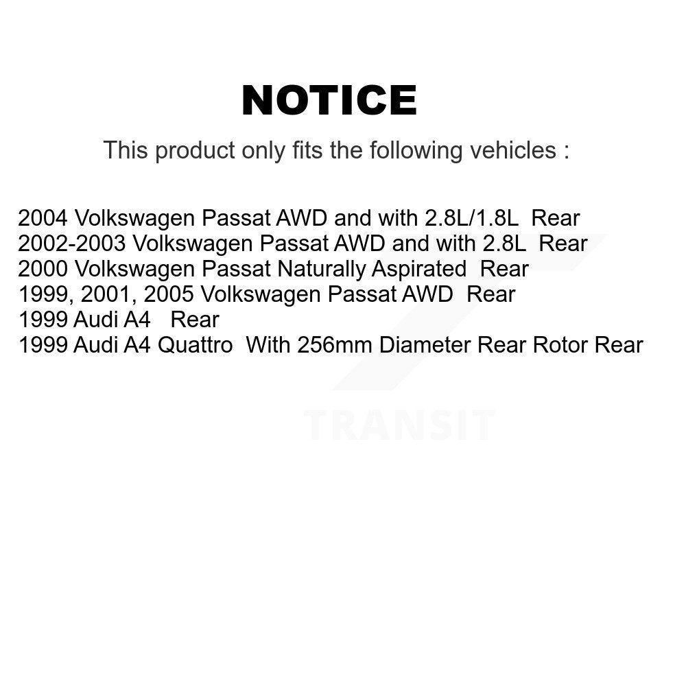 Rotors de frein à disque arrière et Kit de plaquettes en céramique pour Volkswagen Passat Audi A4 Quattro 