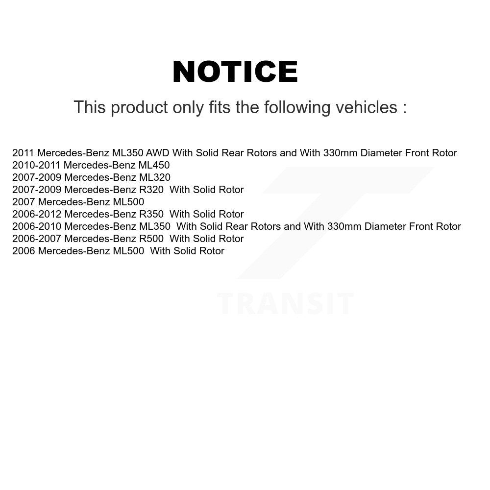 Rear Brake Rotor & Ceramic Pad Kit For Mercedes-Benz ML350 R350 ML500 ML320 R500