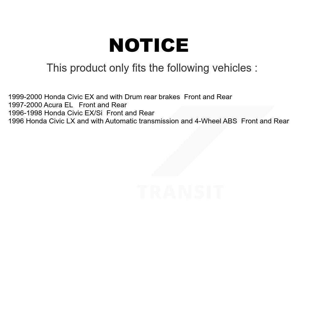 Front Rear Disc Brake Rotors Ceramic Pad Drum Kit (7Pc) For Honda Civic Acura EL