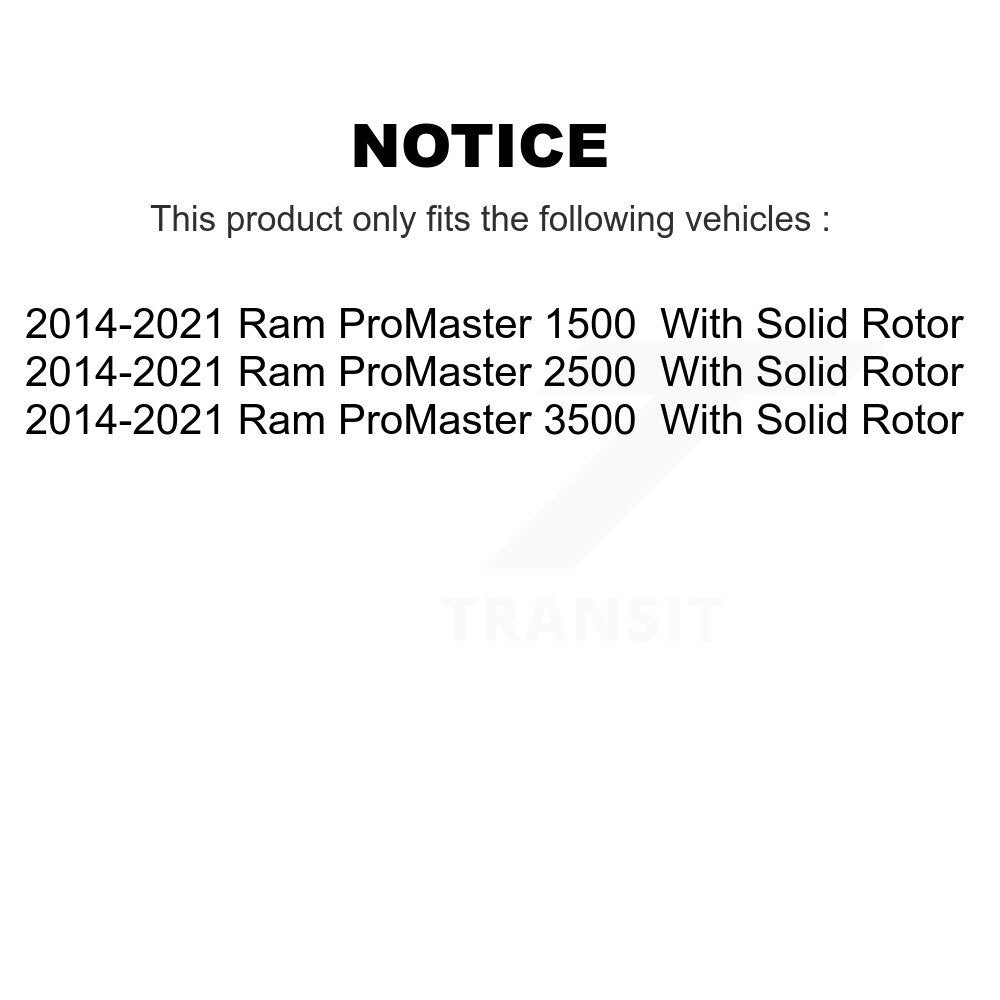 Rear Disc Brake Rotors And Ceramic Pads Kit For Ram ProMaster 1500 2500 3500