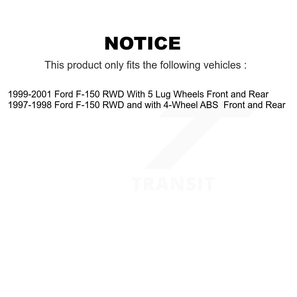 Front Rear Disc Brake Rotors Hub Ceramic Pads And Drum Kit (7Pc) For Ford F-150