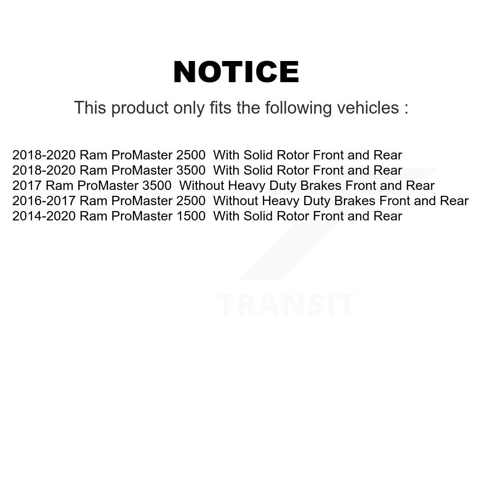 Front Rear Disc Brake Rotor And Ceramic Pad Kit For Ram ProMaster 1500 2500 3500