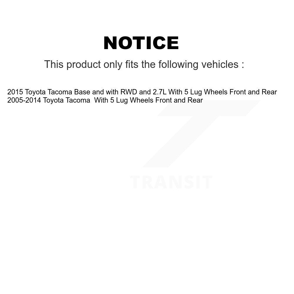 Rotors de frein à disque avant et arrière, plaquettes en céramique et Kit de tambour (9 pièces) pour Toyota Tacoma 
