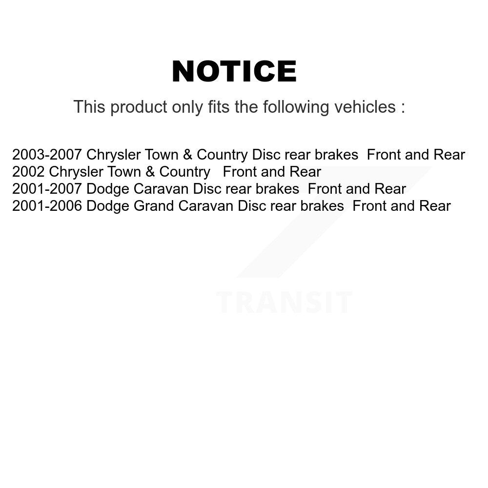 Front Rear Disc Brake Rotor Ceramic Pad Drum Kit (7Pc) For Dodge Chrysler Town &