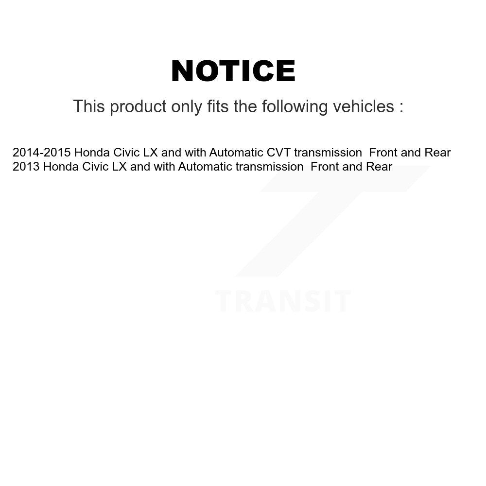 Front Rear Disc Brake Rotors Ceramic Pads And Drum Kit (7Pc) For Honda Civic