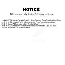 Charger l'image dans la galerie, Front Rear Disc Brake Rotor Ceramic Pad Kit For Audi A3 Quattro Sportback e-tron