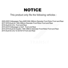 Load image into Gallery viewer, Front Rear Brake Rotor And Ceramic Pad Kit For Audi A3 Quattro Volkswagen e-Golf