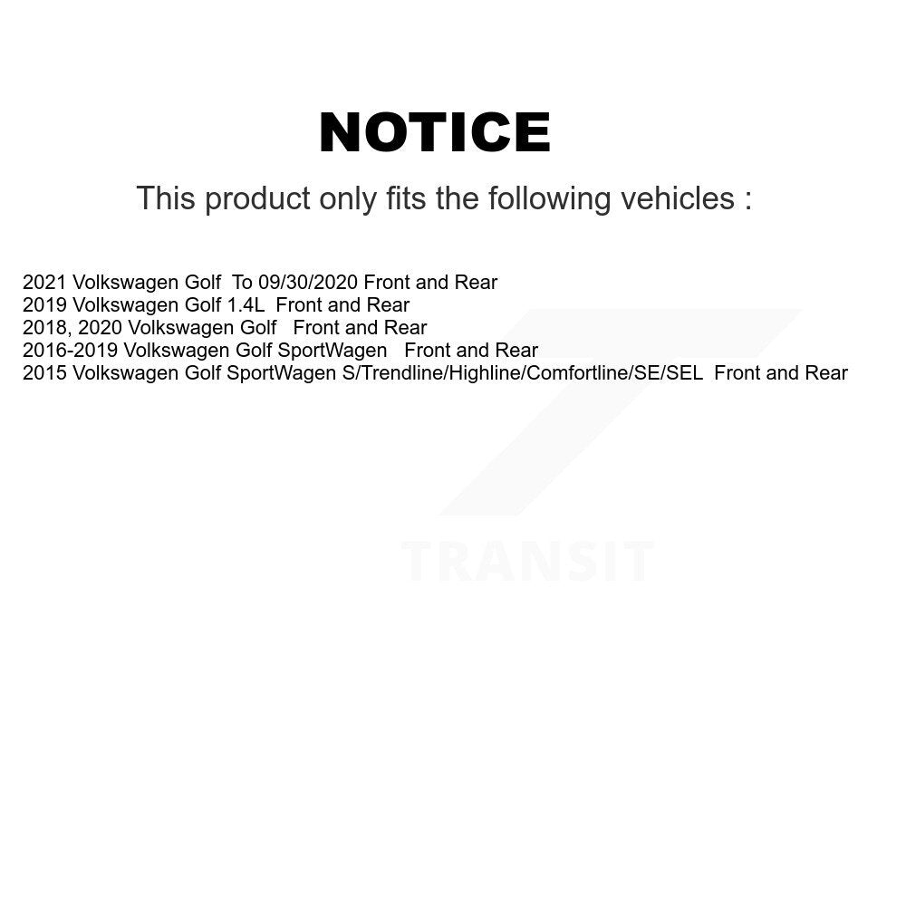 Front Rear Disc Brake Rotors And Ceramic Pads Kit For Volkswagen Golf SportWagen