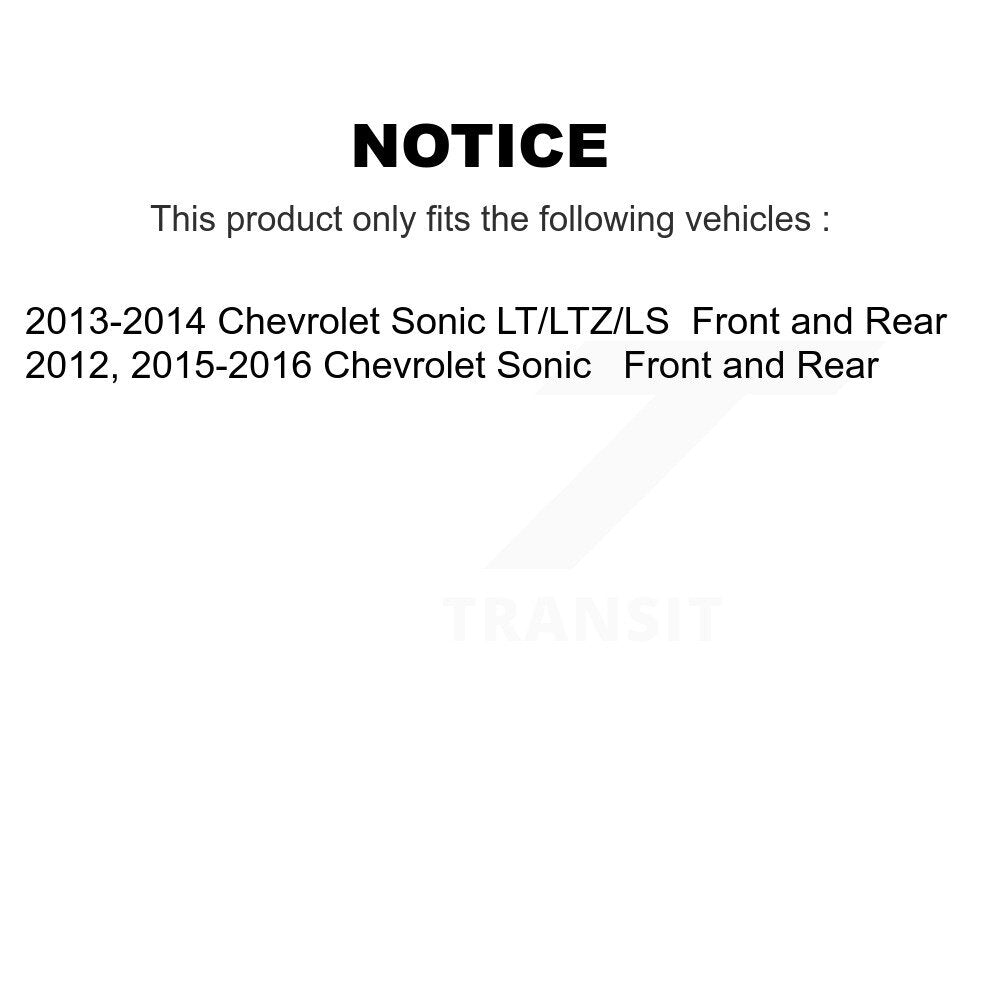 Front Rear Disc Brake Rotors Ceramic Pads And Drum Kit (7Pc) For Chevrolet Sonic