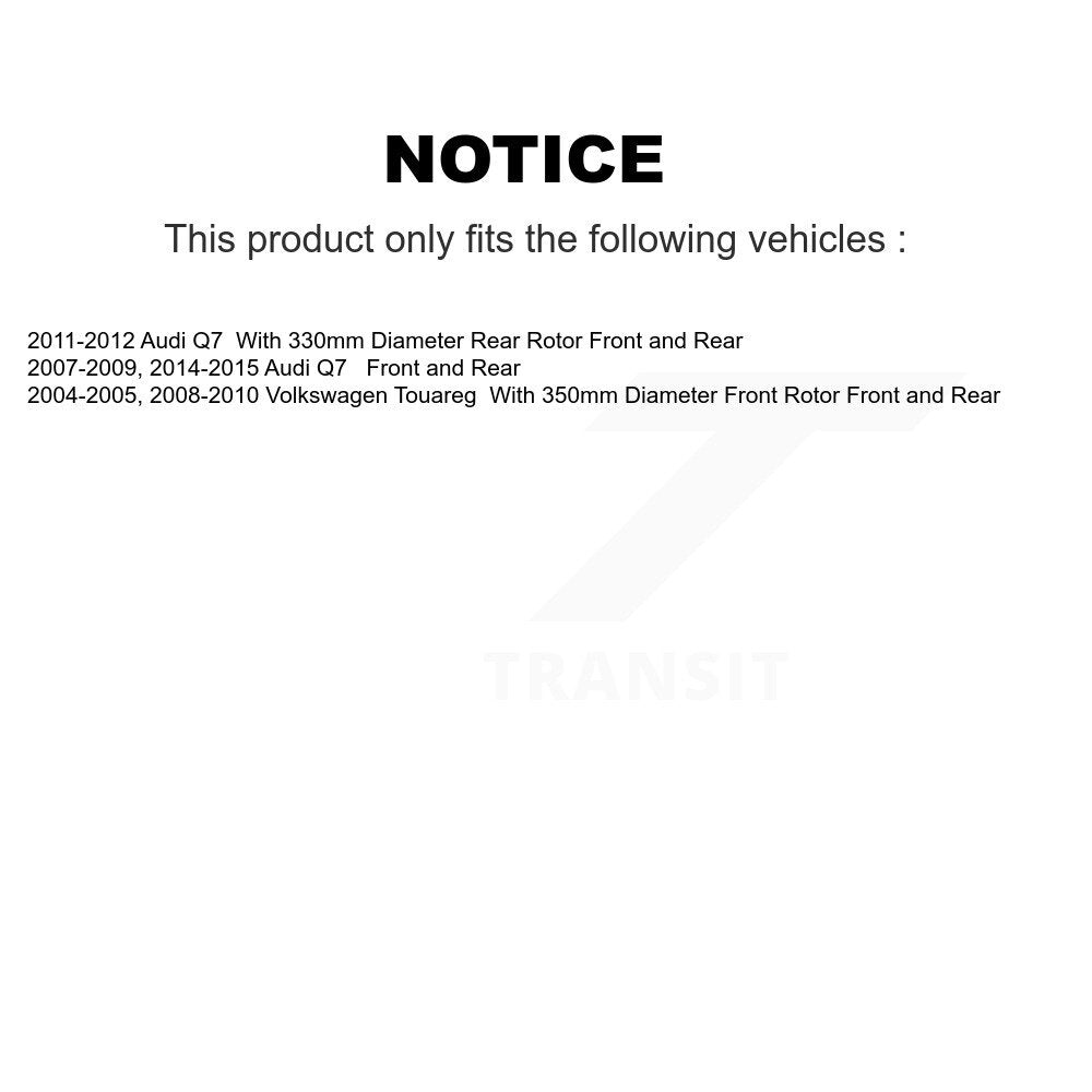 Front Rear Disc Brake Rotor Ceramic Pad Kit (6Pc) For Audi Q7 Volkswagen Touareg