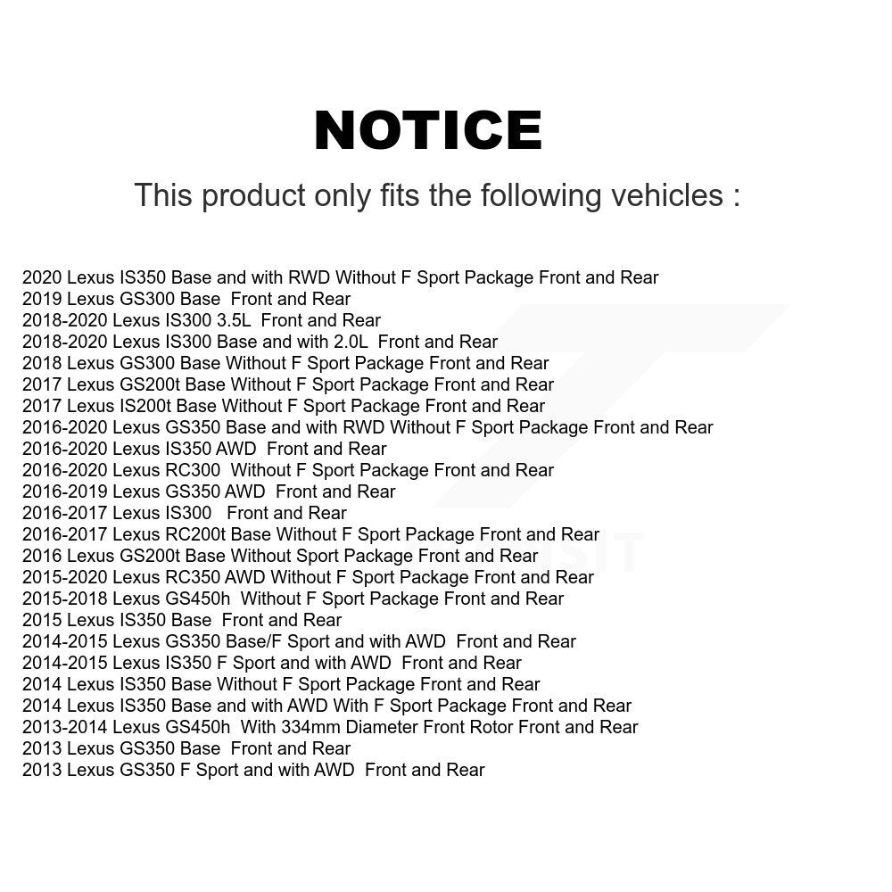 Front Rear Brake Rotor & Ceramic Pad Kit (6Pc) For Lexus GS350 IS300 IS350 RC350