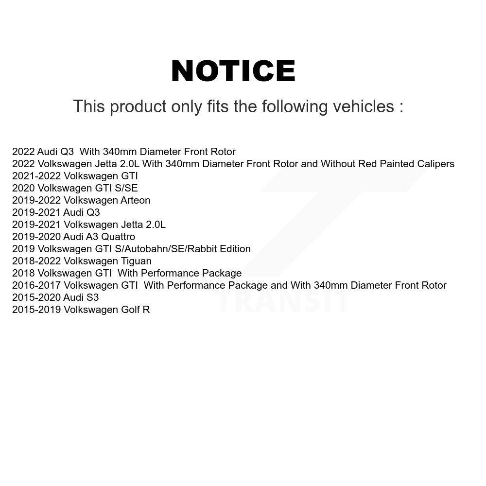 Front Brake Rotor Ceramic Pad Kit For Volkswagen Tiguan Jetta GTI Audi Golf R S3