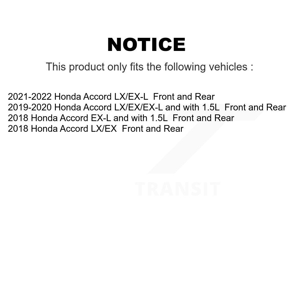 Front Rear Disc Brake Rotors And Ceramic Pads Kit For Honda Accord