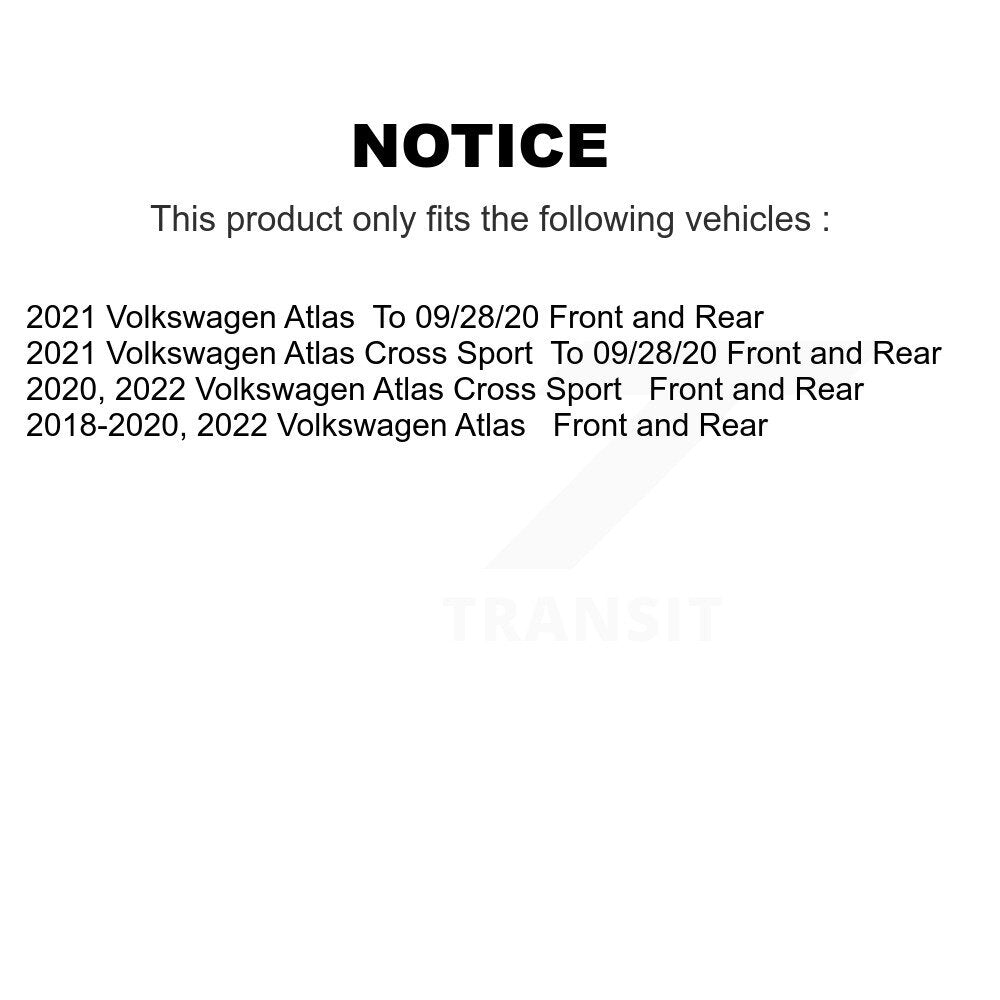 Front Rear Disc Brake Rotor And Ceramic Pad Kit For Volkswagen Atlas Cross Sport