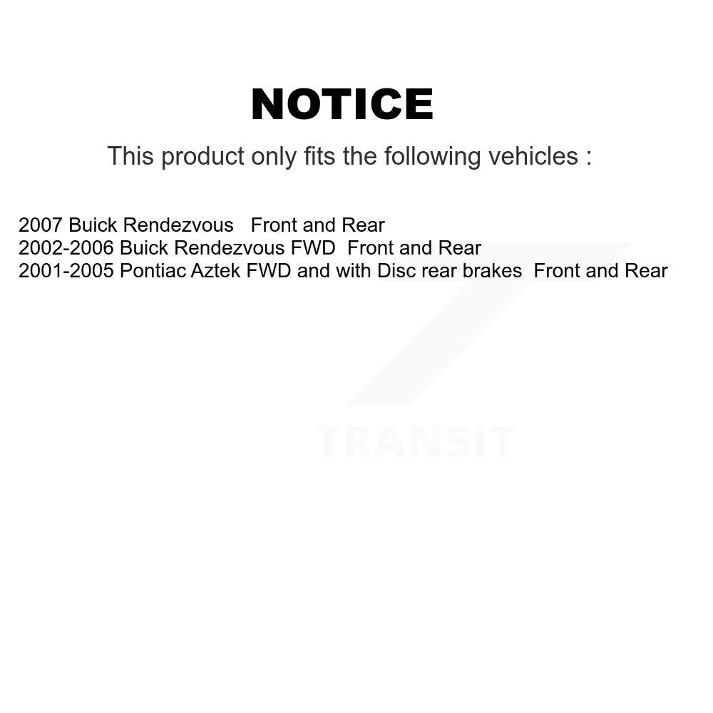 Front Rear Disc Brake Rotor & Ceramic Pad Kit For Buick Rendezvous Pontiac Aztek