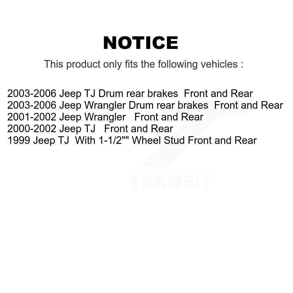 Front Rear Disc Brake Rotors Ceramic Pads And Drum Kit For Jeep Wrangler TJ