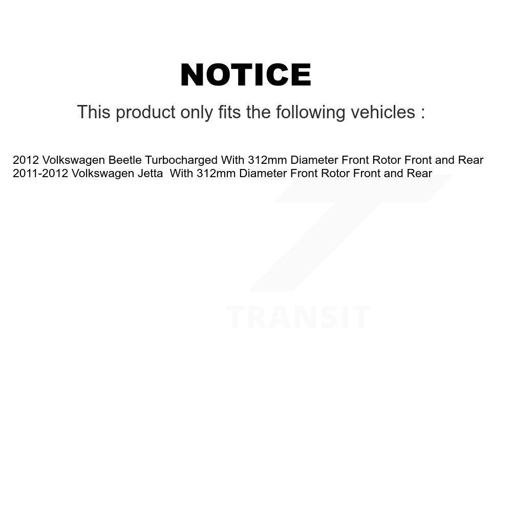 Front Rear Disc Brake Rotor Ceramic Pad And Drum Kit For Volkswagen Jetta Beetle