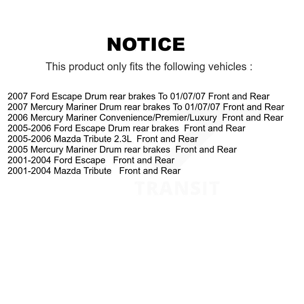 Front Rear Disc Brake Rotor Ceramic Pad & Drum Kit For Ford Escape Mazda Tribute