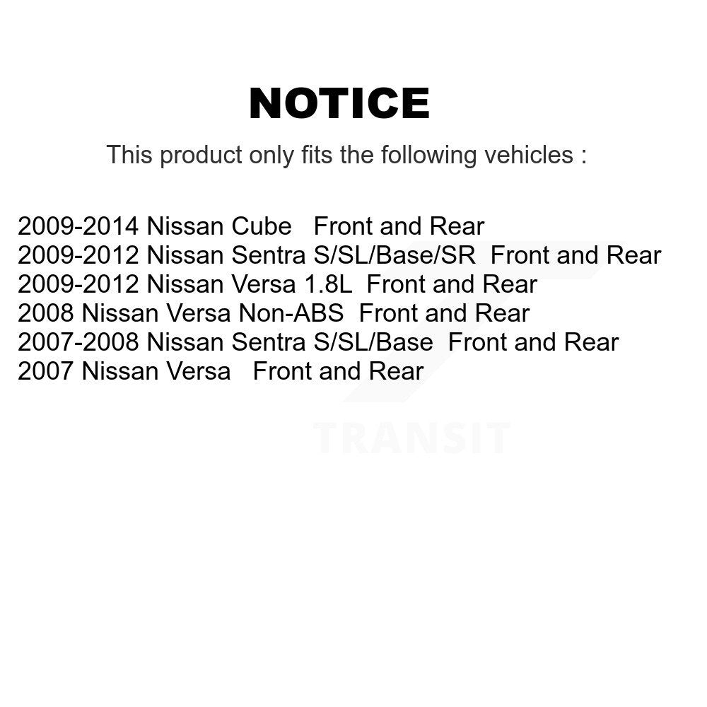 Front Rear Disc Brake Rotors Ceramic Pad & Drum Kit For Nissan Sentra Versa Cube