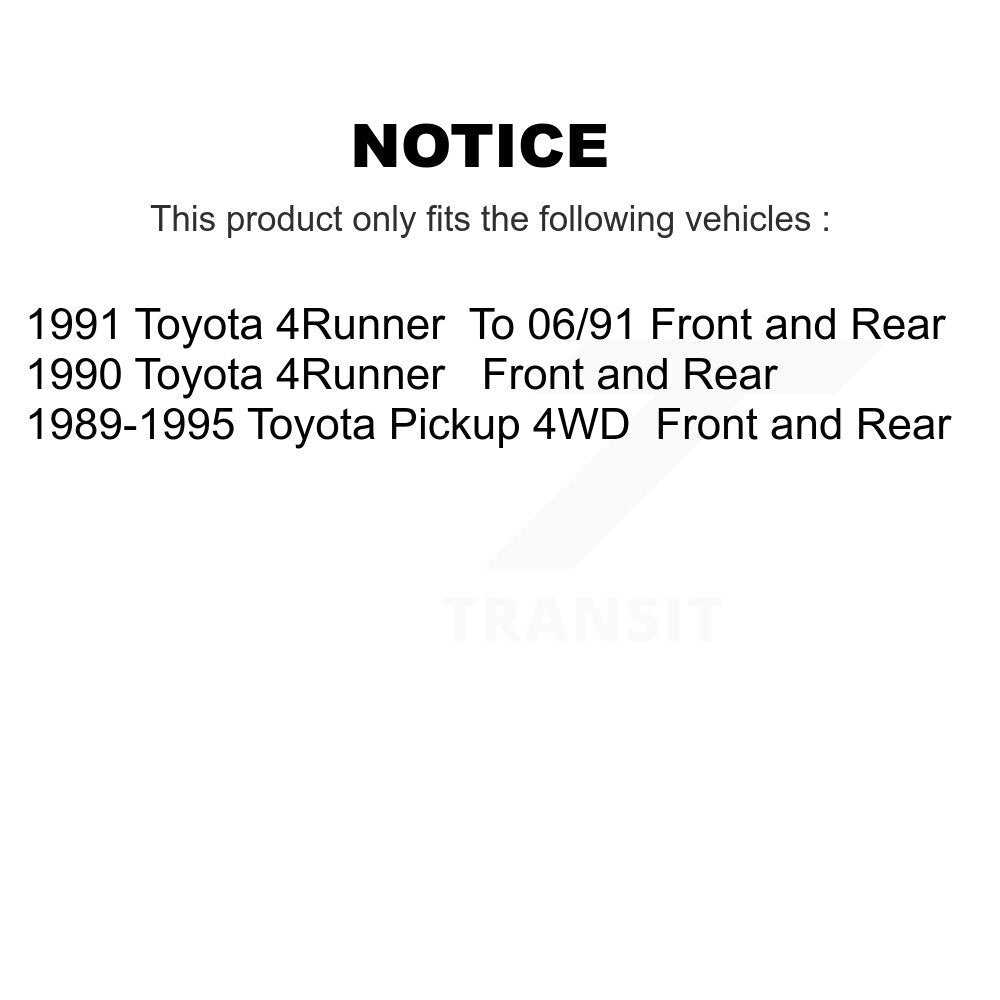 Rotors de frein à disque avant et arrière, plaquettes en céramique et Kit de tambour pour Toyota Pickup 4Runner 
