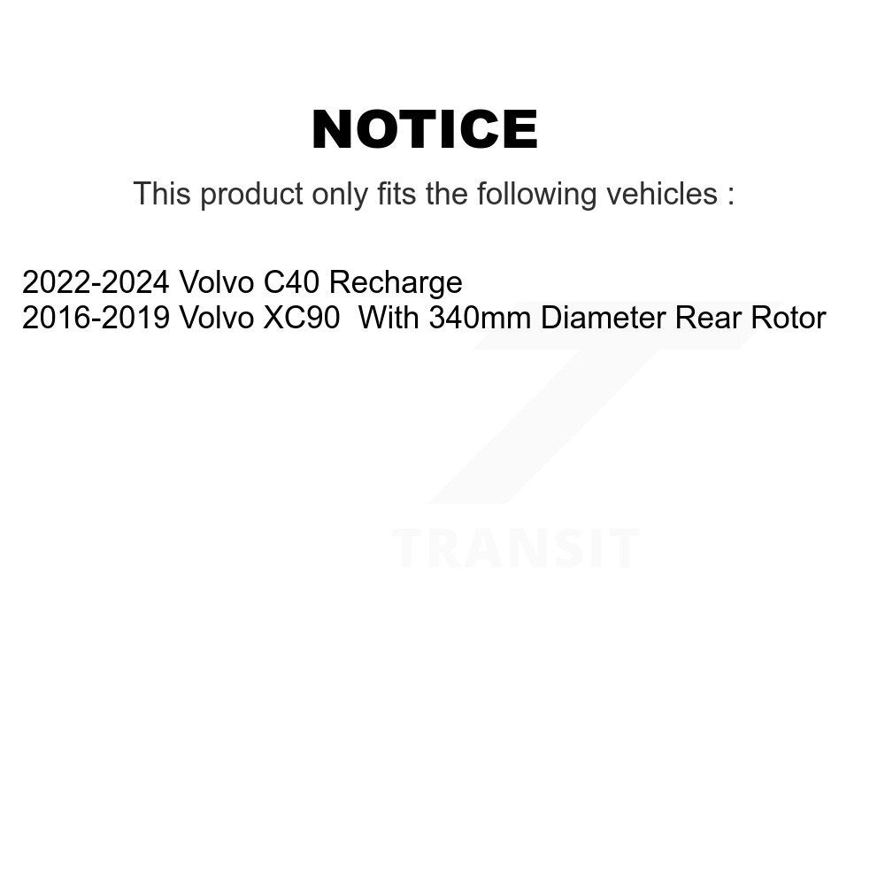 Rear Brake Rotors Ceramic Pad Kit For 16-19 Volvo XC90 With 340mm Diameter Rotor