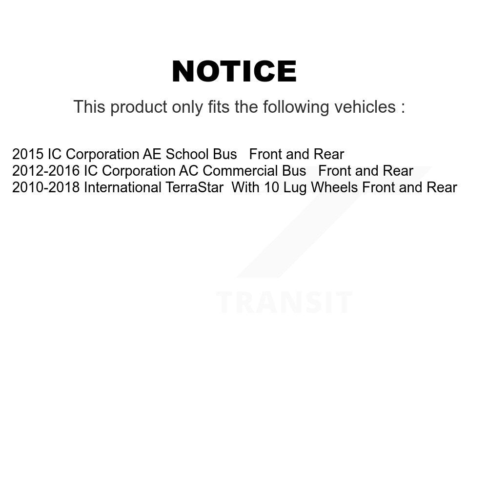 Front Rear Brake Rotor & Ceramic Pad Kit For International IC Corporation AE Bus