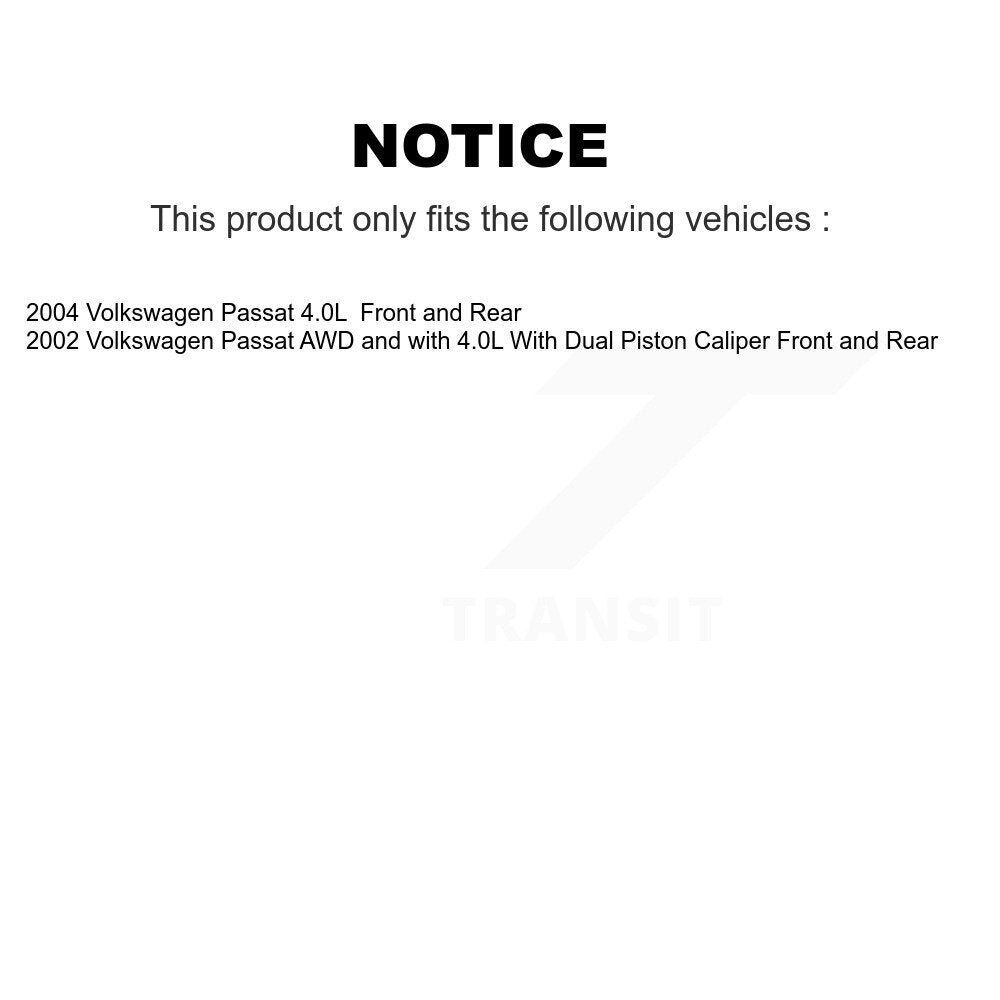 Front Rear Disc Brake Rotors And Ceramic Pads Kit For Volkswagen Passat