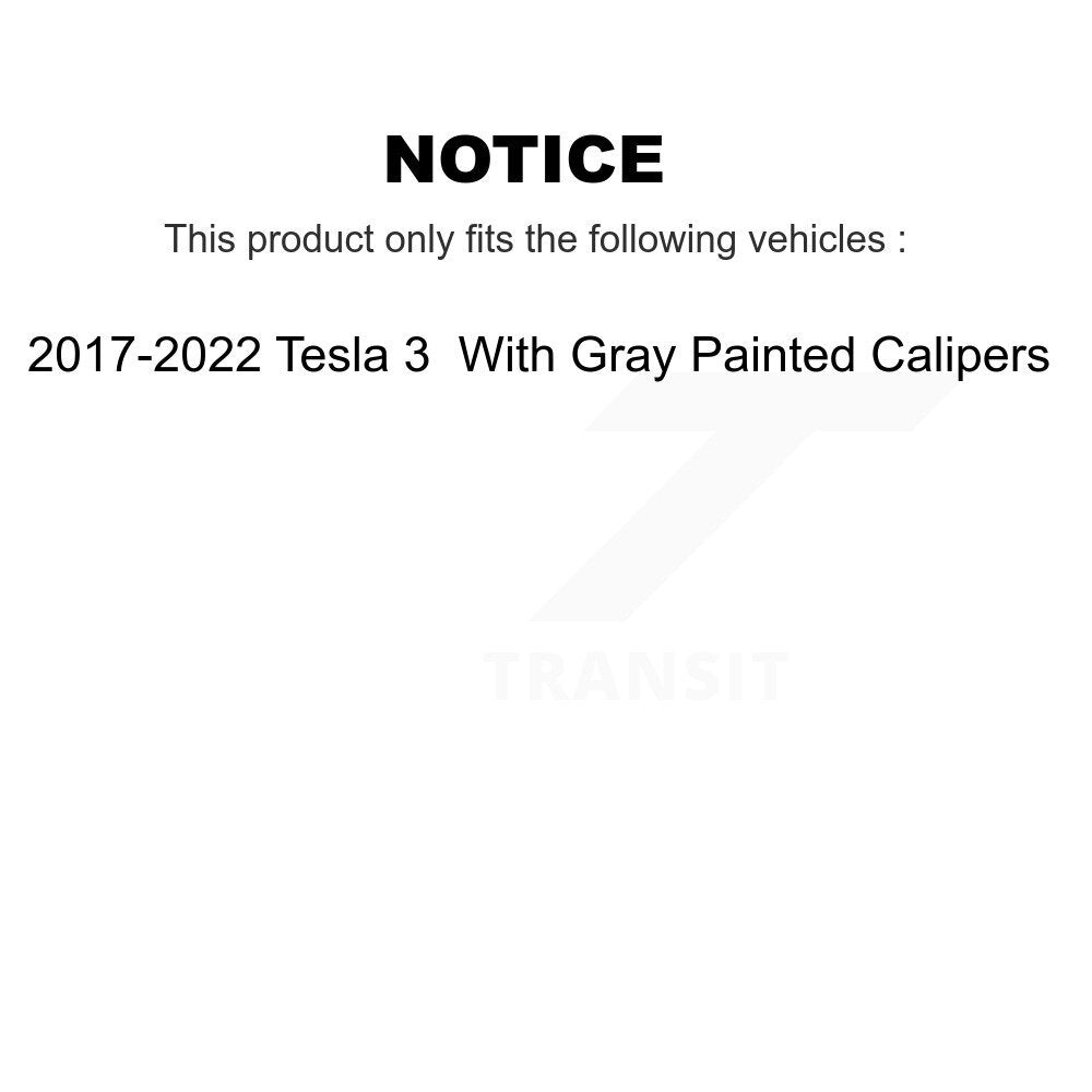 [Front] 17-22 Tesla 3 With Gray Painted Calipers Premium OE Brake Rotors & Ceramic Pads Kit For Max Braking