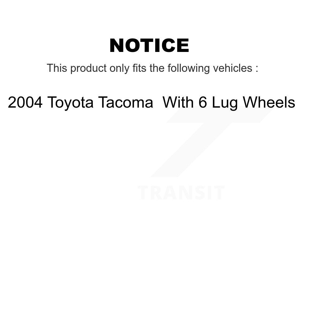 Front Rear Brake Rotors Ceramic Pad Drum Kit For Toyota Tacoma With 6 Lug Wheels