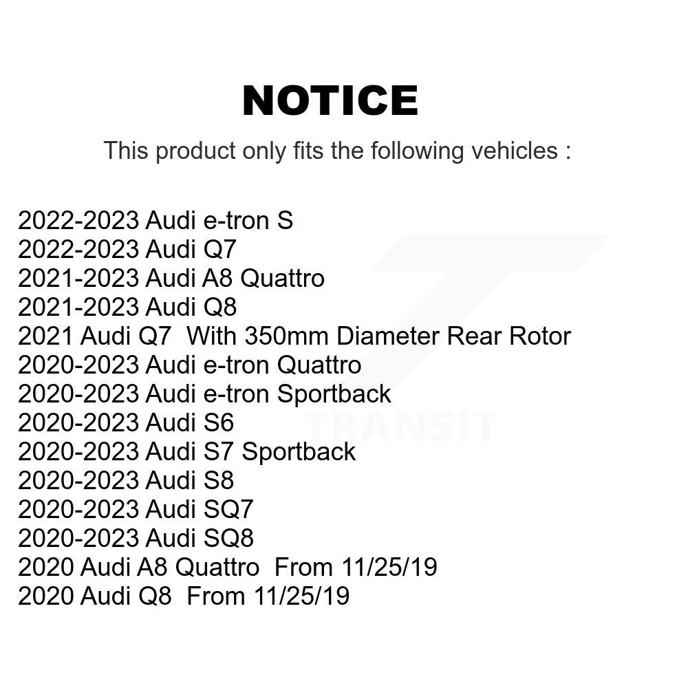 Rear Brake Rotor Ceramic Pad Kit For Audi Q7 Q8 e-tron Quattro SQ8 Sportback SQ7 S6 A8 S8 K8T-104774