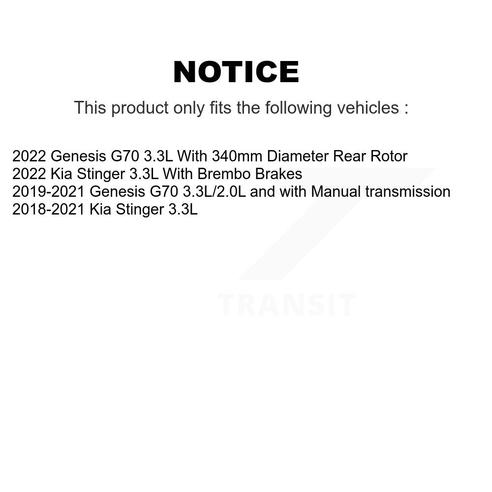 Rear Disc Brake Rotors And Ceramic Pads Kit For Kia Stinger Genesis G70