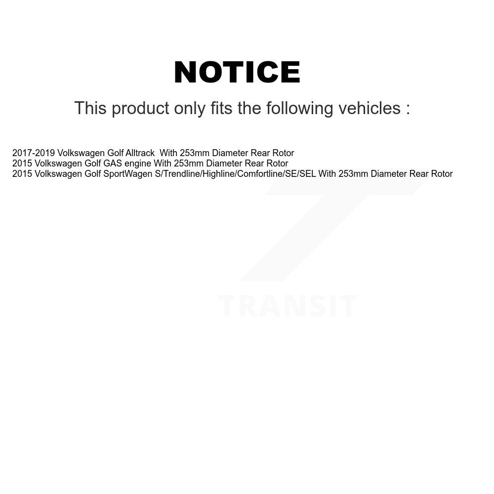 Rear Disc Brake Rotors And Ceramic Pads Kit For 2015 Volkswagen Golf SportWagen K8T-105762