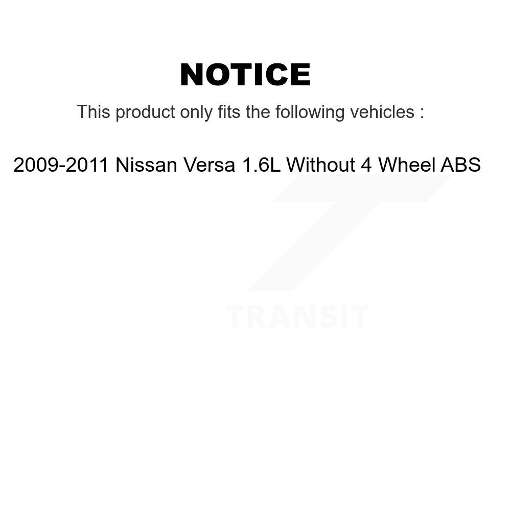 Front Rear Brake Rotors Ceramic Pad & Drum Kit (9Pc) For Nissan Versa Without 4 Wheel ABS K8T-105779
