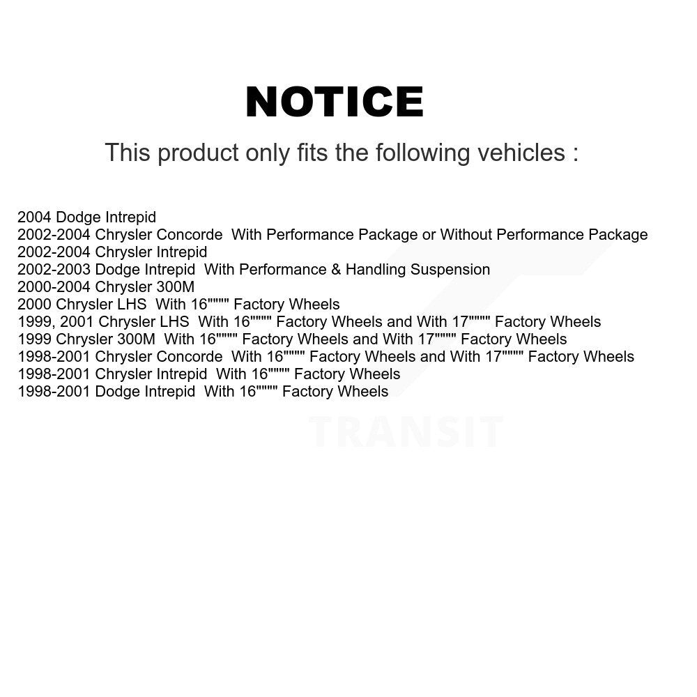 Front Rear Disc Brake Rotor Ceramic Pad Kit For Chrysler Intrepid Dodge 300M Concorde LHS K8T-105863