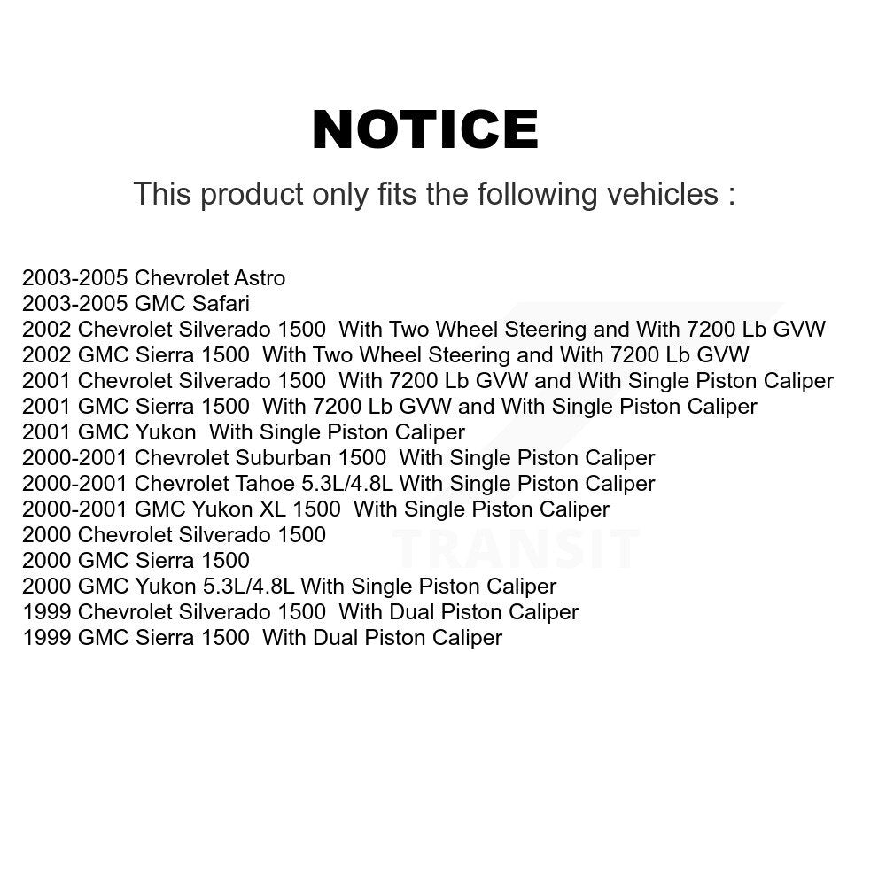 Front Rear Brake Caliper Kit For Chevrolet Silverado 1500 GMC Sierra Astro Tahoe