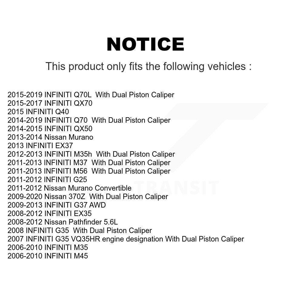 Front Brake Caliper Kit For INFINITI Nissan Murano G37 EX35 370Z G35 QX50 QX70
