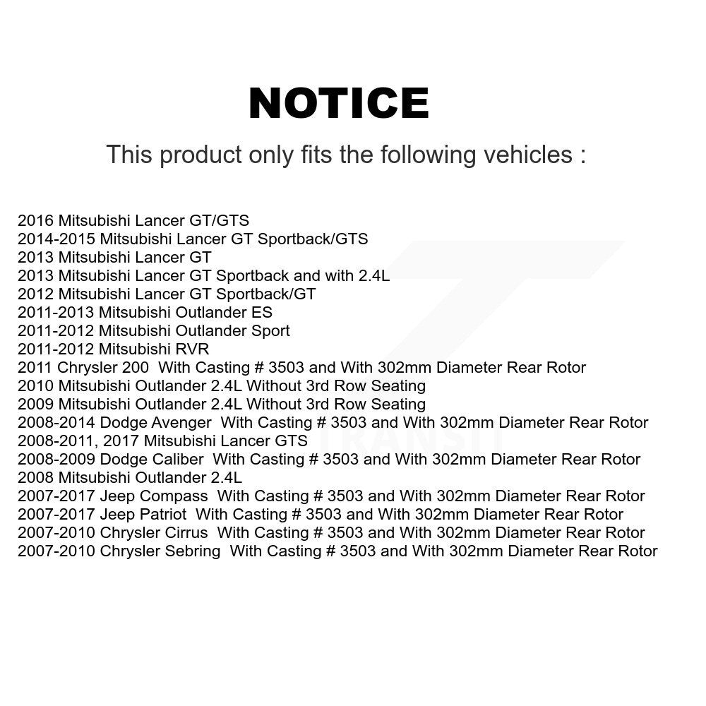 Rear Brake Caliper Kit For Jeep Patriot Dodge Compass Avenger Chrysler Sebring