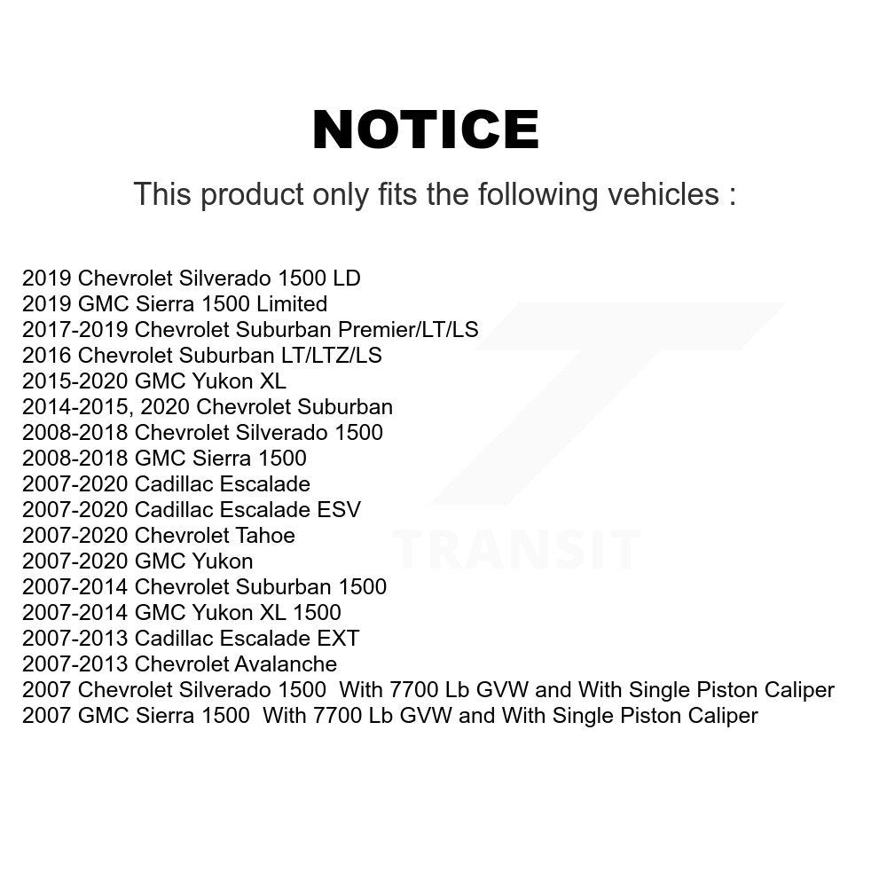 Rear Brake Caliper Kit For Chevrolet GMC Sierra 1500 Silverado Tahoe Cadillac XL