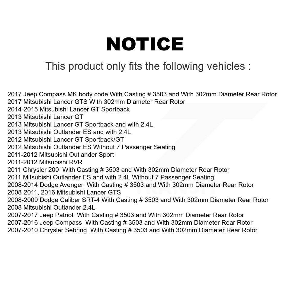 Rear Brake Rotor Ceramic Pad Kit With Calipers For Mitsubishi Lancer Dodge Caliber RVR