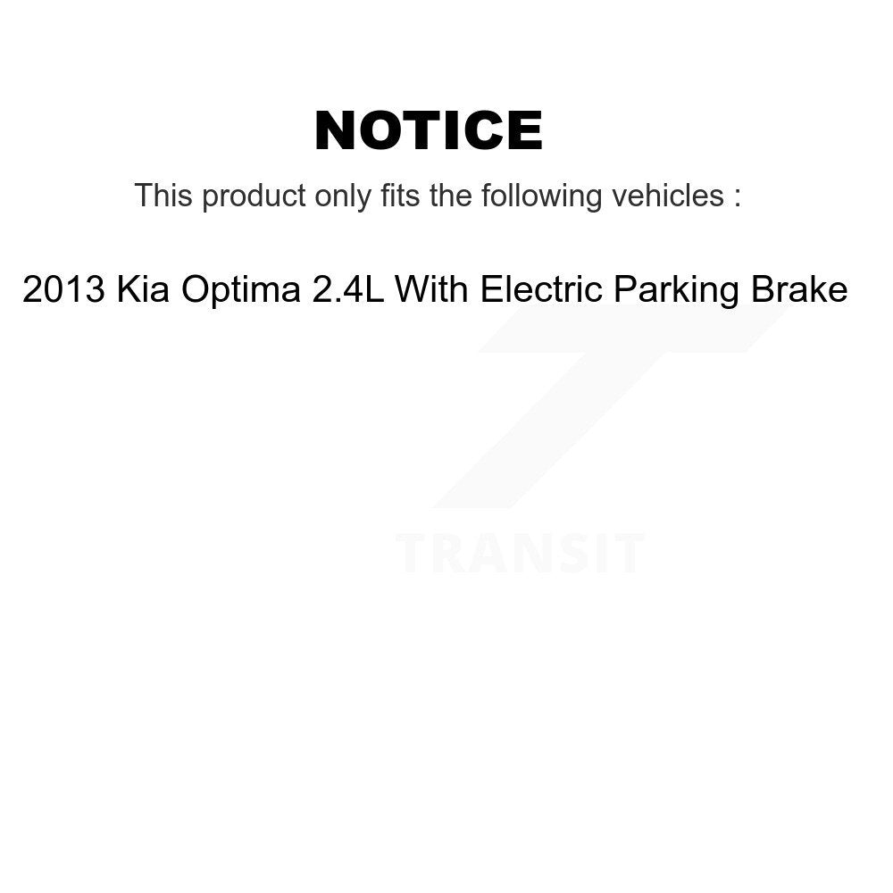 Rear Brake Caliper Rotor Ceramic Pad Kit For Kia Optima 2.4L With Electric Parking KC8-100171T